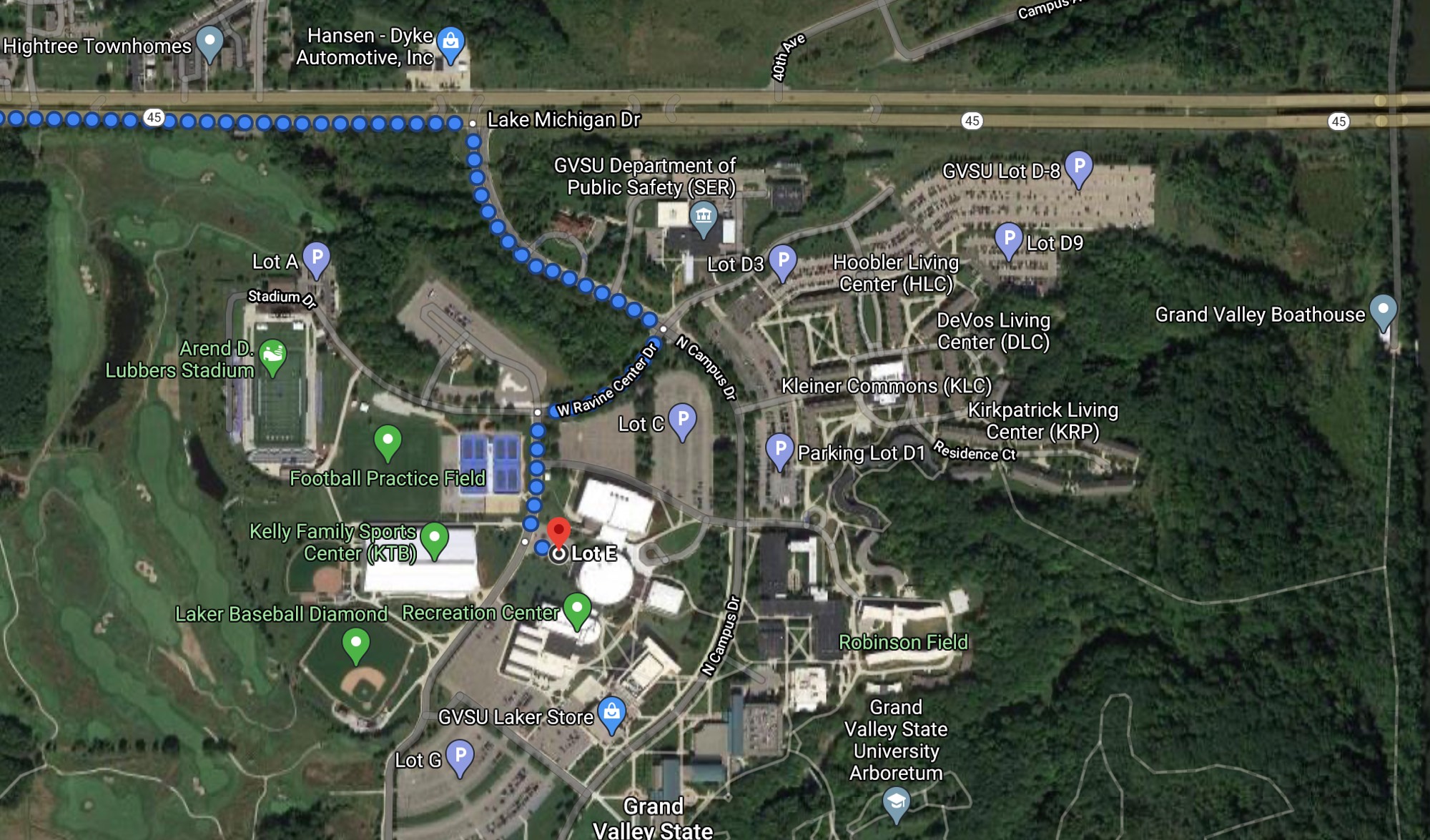 emergency access route to the GVSU pool